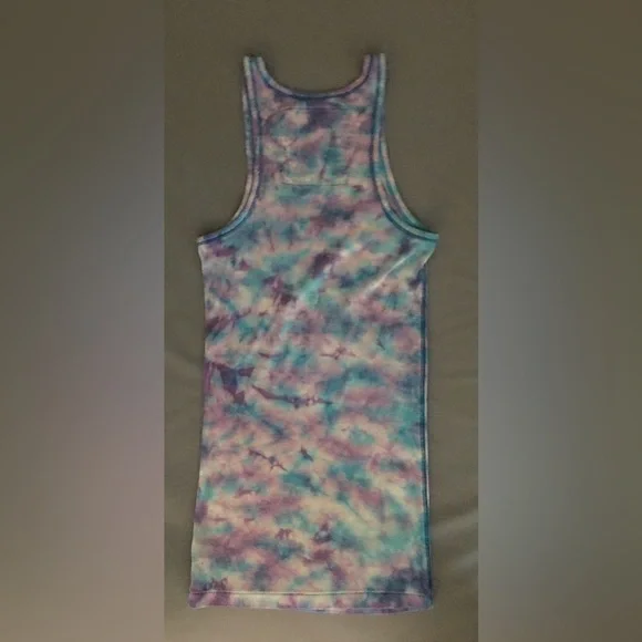 💙☮️Tie-Dye Tank Top with Bling Peace Sign- SzSmall - Picture 5 of 10